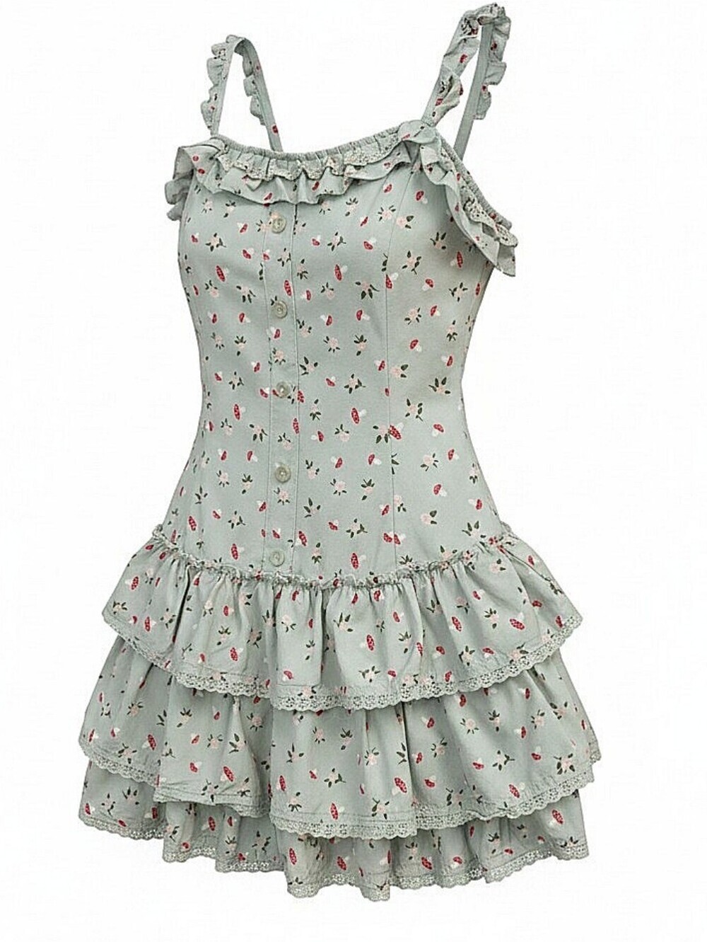 NEW! Thorn & Fable Floral Ruffle Sundress in Light Mint
